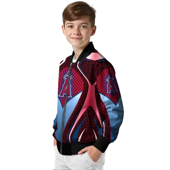 custom los angeles angels mesh chest red crocs black bomber jacket trendy