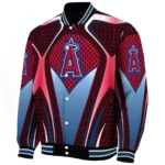 custom los angeles angels mesh chest red crocs black varsity jacket best selling