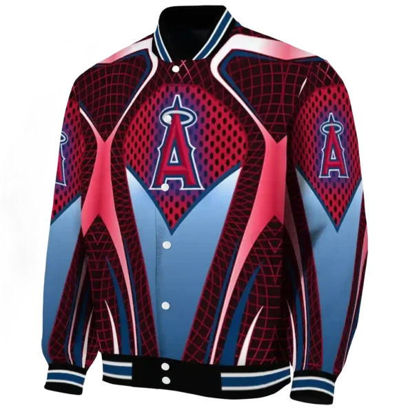 custom los angeles angels mesh chest red crocs black varsity jacket best selling
