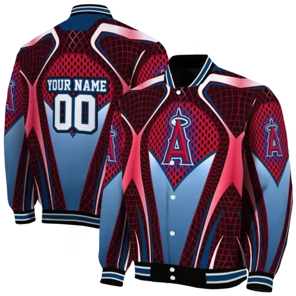 custom los angeles angels mesh chest red crocs black varsity jacket fashion forward