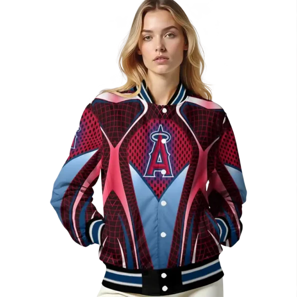 custom los angeles angels mesh chest red crocs black varsity jacket latest model