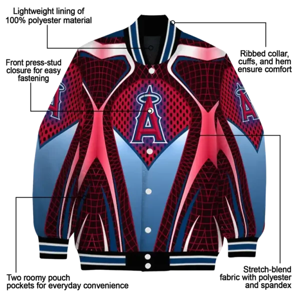 custom los angeles angels mesh chest red crocs black varsity jacket new arrival