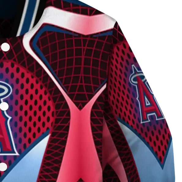 custom los angeles angels mesh chest red crocs black varsity jacket premium grade