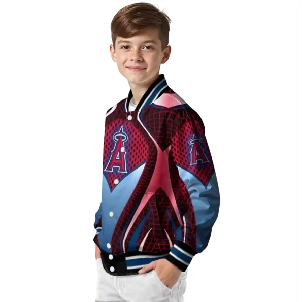 custom los angeles angels mesh chest red crocs black varsity jacket trendy