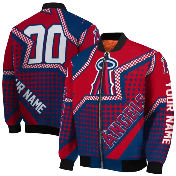 custom los angeles angels star burst blue bomber jacket fashion forward