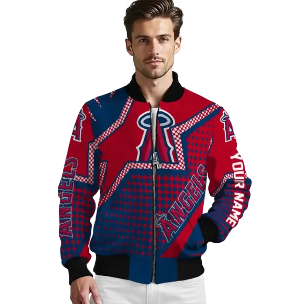 custom los angeles angels star burst blue bomber jacket high quality