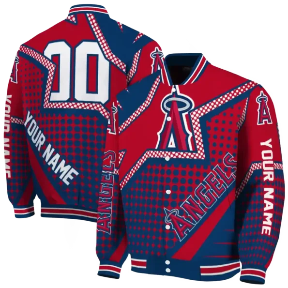 custom los angeles angels star burst blue varsity jacket fashion forward