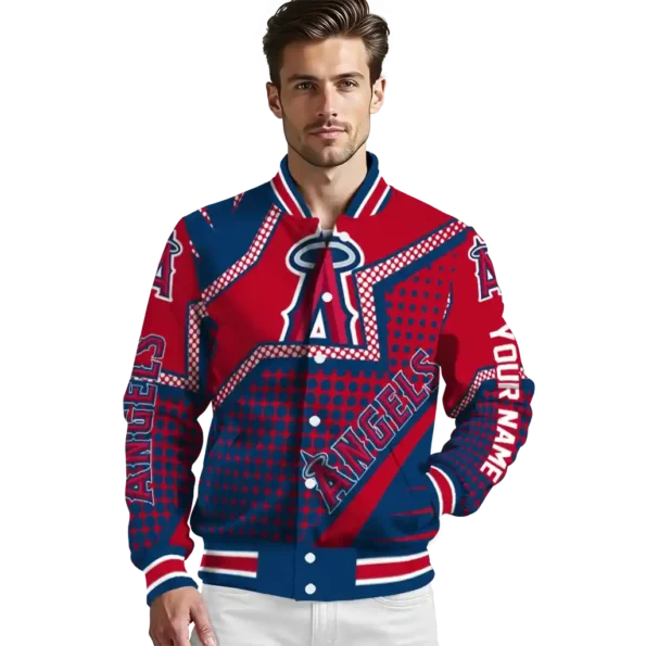 custom los angeles angels star burst blue varsity jacket high quality