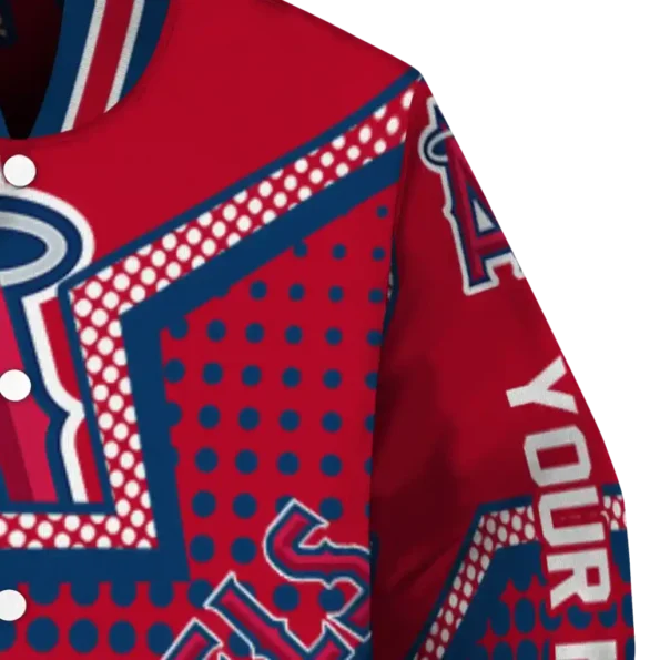 custom los angeles angels star burst blue varsity jacket premium grade