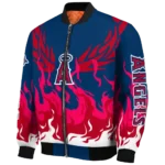 custom los angeles angels winged blaze blue white bomber jacket best selling