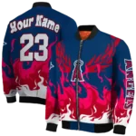 custom los angeles angels winged blaze blue white bomber jacket best selling