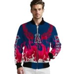 custom los angeles angels winged blaze blue white bomber jacket best selling