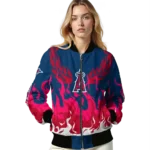 custom los angeles angels winged blaze blue white bomber jacket best selling