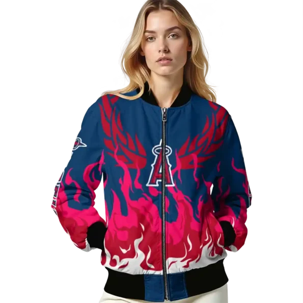 custom los angeles angels winged blaze blue white bomber jacket latest model