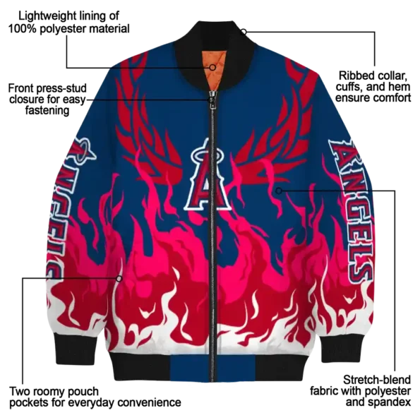 custom los angeles angels winged blaze blue white bomber jacket new arrival
