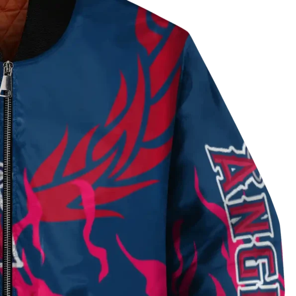 custom los angeles angels winged blaze blue white bomber jacket premium grade