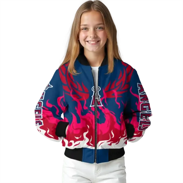 custom los angeles angels winged blaze blue white bomber jacket top rated