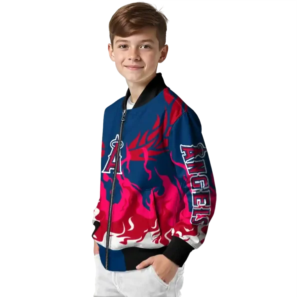 custom los angeles angels winged blaze blue white bomber jacket trendy