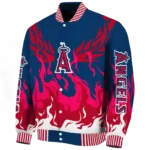 custom los angeles angels winged blaze blue white varsity jacket best selling
