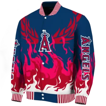custom los angeles angels winged blaze blue white varsity jacket best selling