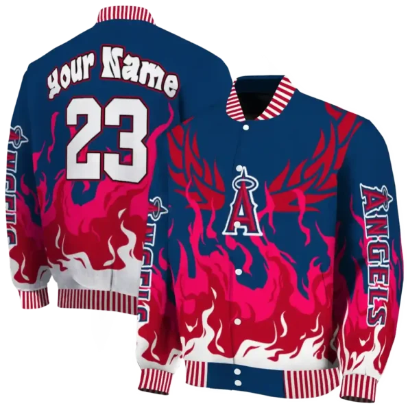 custom los angeles angels winged blaze blue white varsity jacket fashion forward