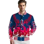 custom los angeles angels winged blaze blue white varsity jacket best selling