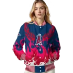 custom los angeles angels winged blaze blue white varsity jacket best selling