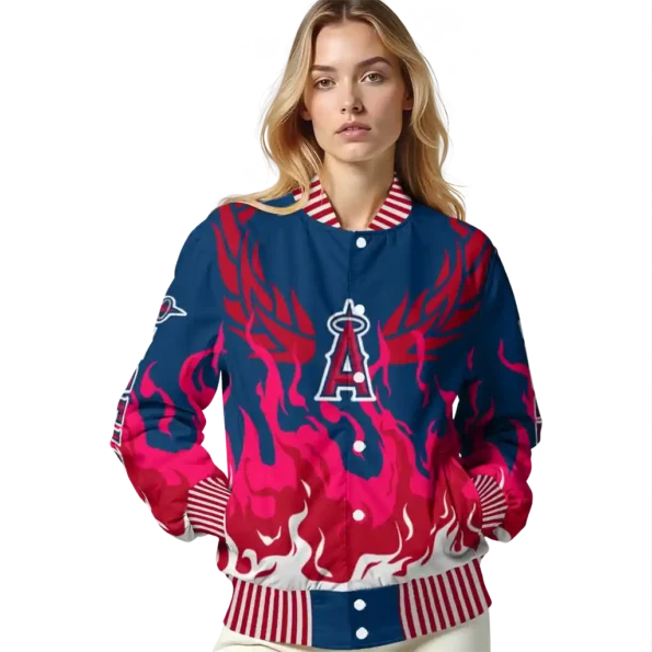 custom los angeles angels winged blaze blue white varsity jacket latest model