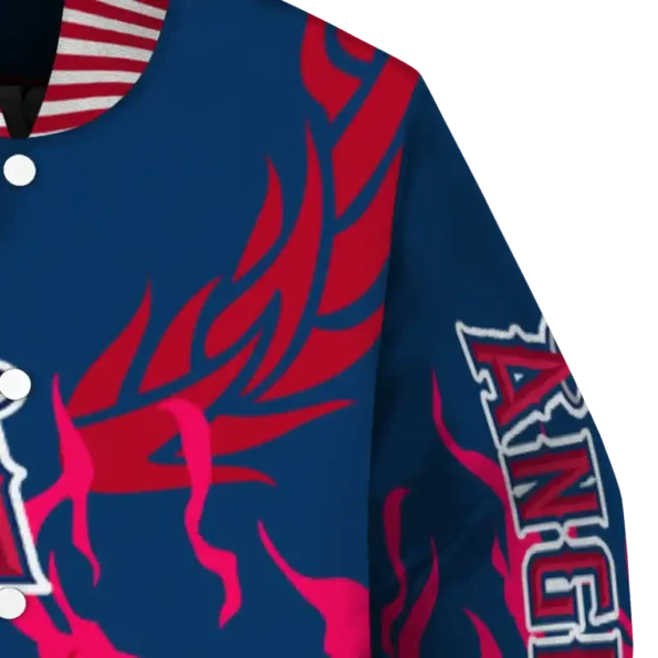 custom los angeles angels winged blaze blue white varsity jacket premium grade