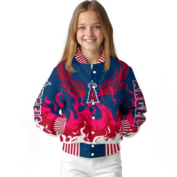custom los angeles angels winged blaze blue white varsity jacket top rated