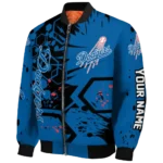 custom los angeles dodgers hexagon cluster blue black bomber jacket best selling