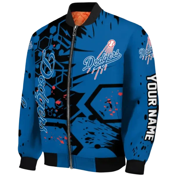 custom los angeles dodgers hexagon cluster blue black bomber jacket best selling