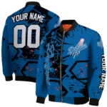 custom los angeles dodgers hexagon cluster blue black bomber jacket best selling