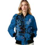custom los angeles dodgers hexagon cluster blue black bomber jacket best selling