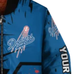 custom los angeles dodgers hexagon cluster blue black bomber jacket best selling