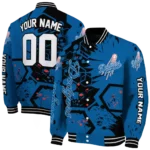 custom los angeles dodgers hexagon cluster blue black varsity jacket best selling
