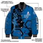 custom los angeles dodgers hexagon cluster blue black varsity jacket best selling