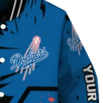 custom los angeles dodgers hexagon cluster blue black varsity jacket best selling