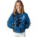 custom los angeles dodgers hexagon cluster blue black varsity jacket best selling