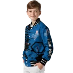 custom los angeles dodgers hexagon cluster blue black varsity jacket best selling