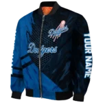 custom los angeles dodgers hexagon mesh blue black bomber jacket best selling