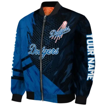 custom los angeles dodgers hexagon mesh blue black bomber jacket best selling
