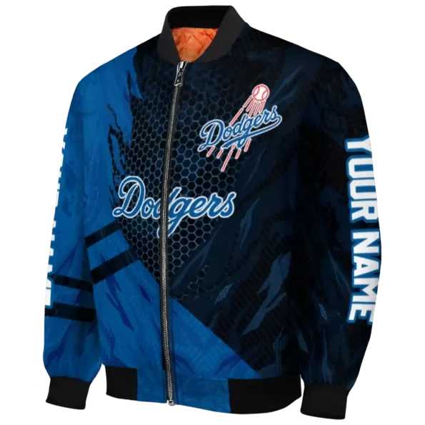 custom los angeles dodgers hexagon mesh blue black bomber jacket best selling