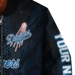 custom los angeles dodgers hexagon mesh blue black bomber jacket best selling