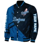 custom los angeles dodgers hexagon mesh blue black varsity jacket best selling