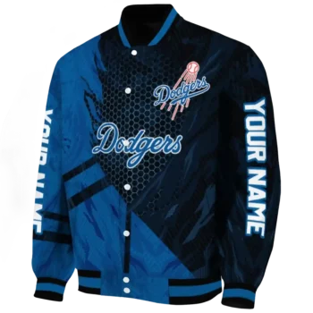 custom los angeles dodgers hexagon mesh blue black varsity jacket best selling