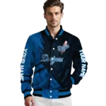 custom los angeles dodgers hexagon mesh blue black varsity jacket best selling