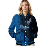 custom los angeles dodgers hexagon mesh blue black varsity jacket best selling