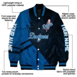 custom los angeles dodgers hexagon mesh blue black varsity jacket best selling
