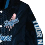 custom los angeles dodgers hexagon mesh blue black varsity jacket best selling